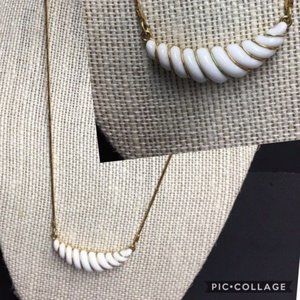 Avon Crescent Pendant Necklace White Gold Chain Retro BoHo